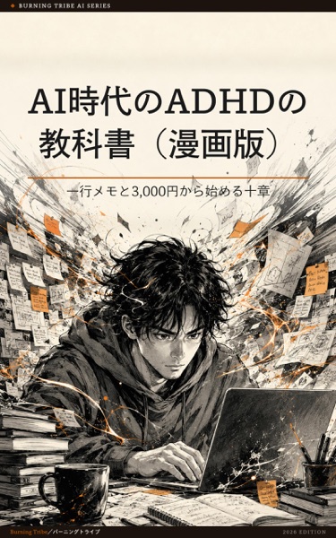 AI時代のADHDの教科書（漫画版）: 一行メモと3,000円から始める十章 (株式会社バーニングトライブ) 表紙