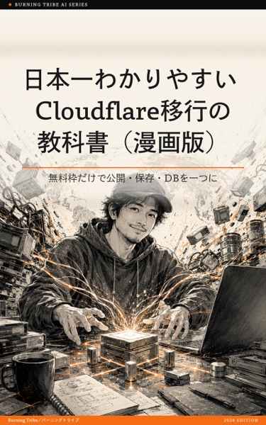 日本一わかりやすい Cloudflare移行の教科書（漫画版）: 無料枠だけで公開・保存・DBを一つに (株式会社バーニングトライブ) 表紙