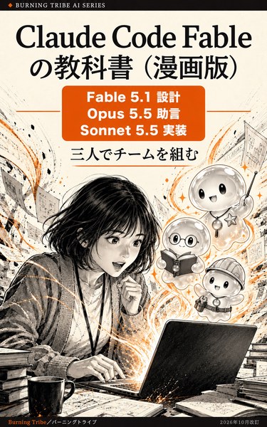 Claude Code Fableの教科書(漫画版): 三人でチームを組む新章を追加 表紙
